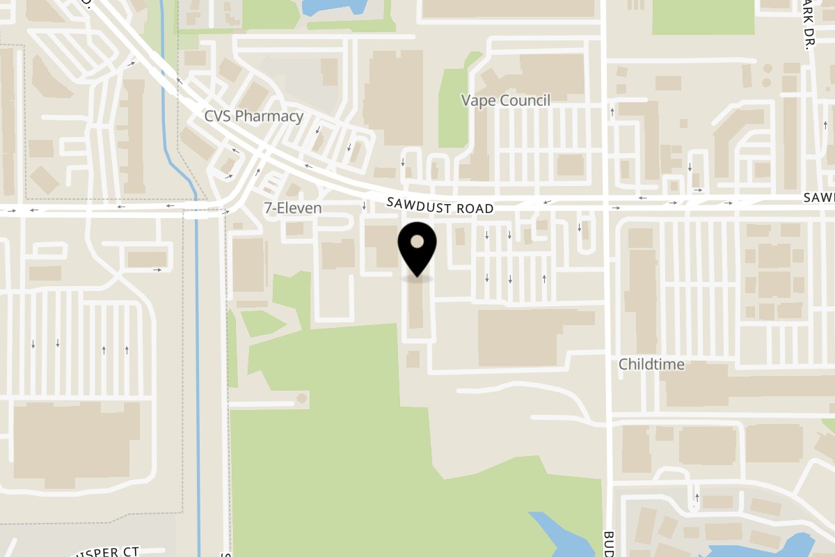 Map showing the location of Ceviche Ria The Woodlands on 525 Sawdust Rd Suite 100B in The Woodlands